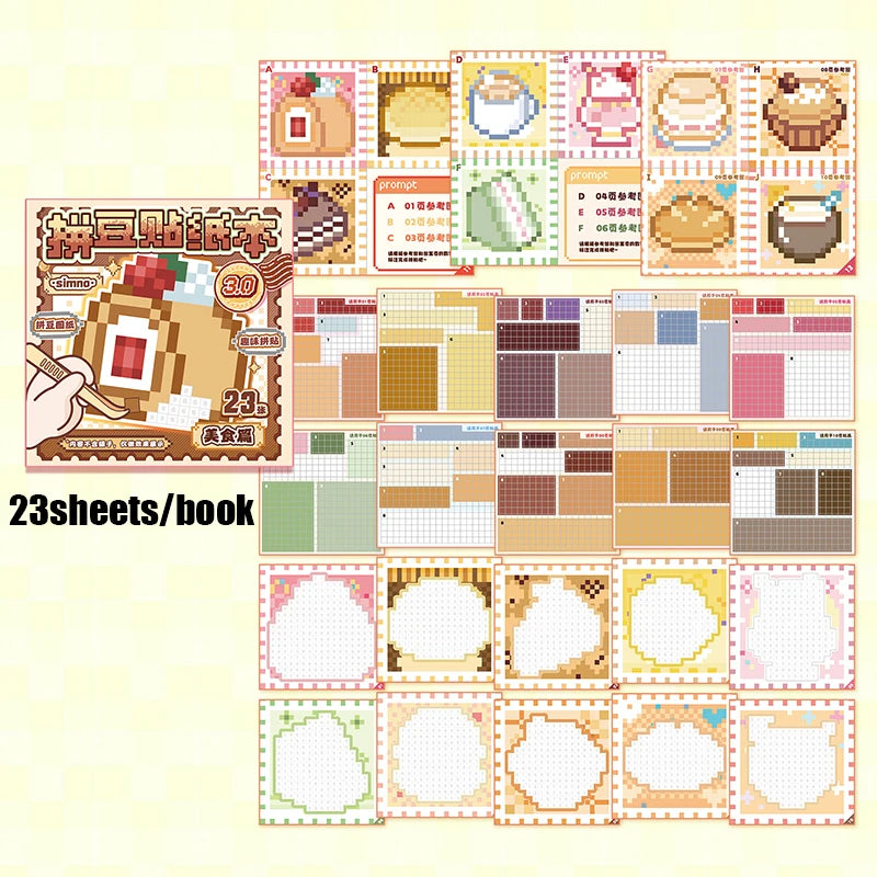 23 Sheets/Bag Adorable Pixel Art Pet Themed Collage Stickers for DIY Scrapbooking Phone Case Decoration Reward Sticker Pack Qme YE