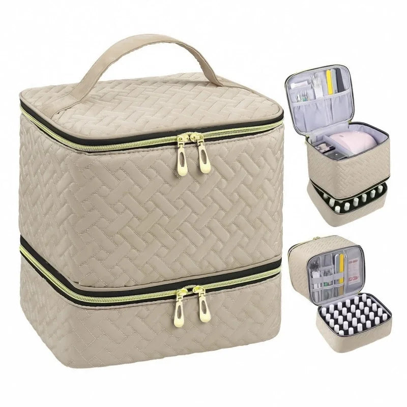 Nail Polish StorageBag Essential Oil Storage Nail Products Baking Lamp To Accommodate Portable StorageBox Qme 1pcs khaki