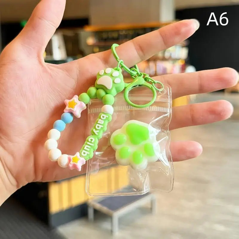 Cat Claw Stress Relief Squeeze Toy Ice Transparent Mini Keychain Cute Qme A6