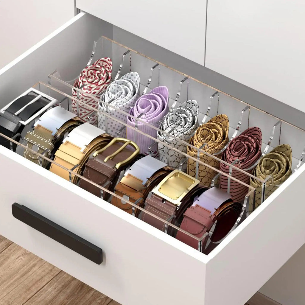 C Men Acrylic Belt Holder Organizer Clear Display Case Multi-purpose Qme