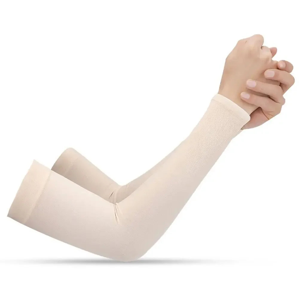 2Pcs Arm Sleeves Warmers Sports Sleeve Sun UV Protection Hand Cover Cooling Warmer Running Fishing Cycling Summer Cooling Qme F opp bag(no finger)