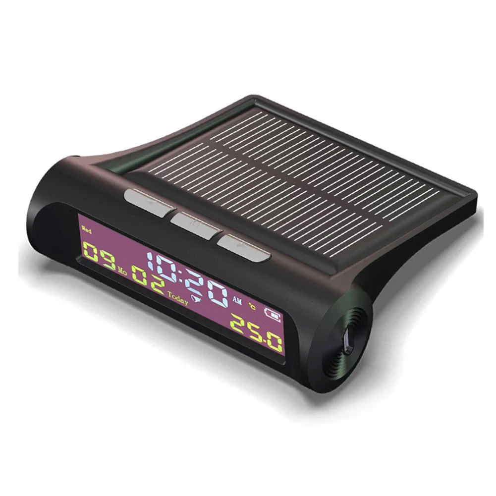 TPMS Look Solar Car Digital Clock with LCD Time Date In-Car Temperature Display for Outdoor Personal Car Part Decoration Qme