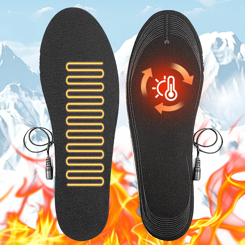 USB Heated Shoe Insoles Electric Heated Shoes Pad Cuttable Foot Warming Pad Rechargeable Foot Warmer for Skiing Hiking Qme