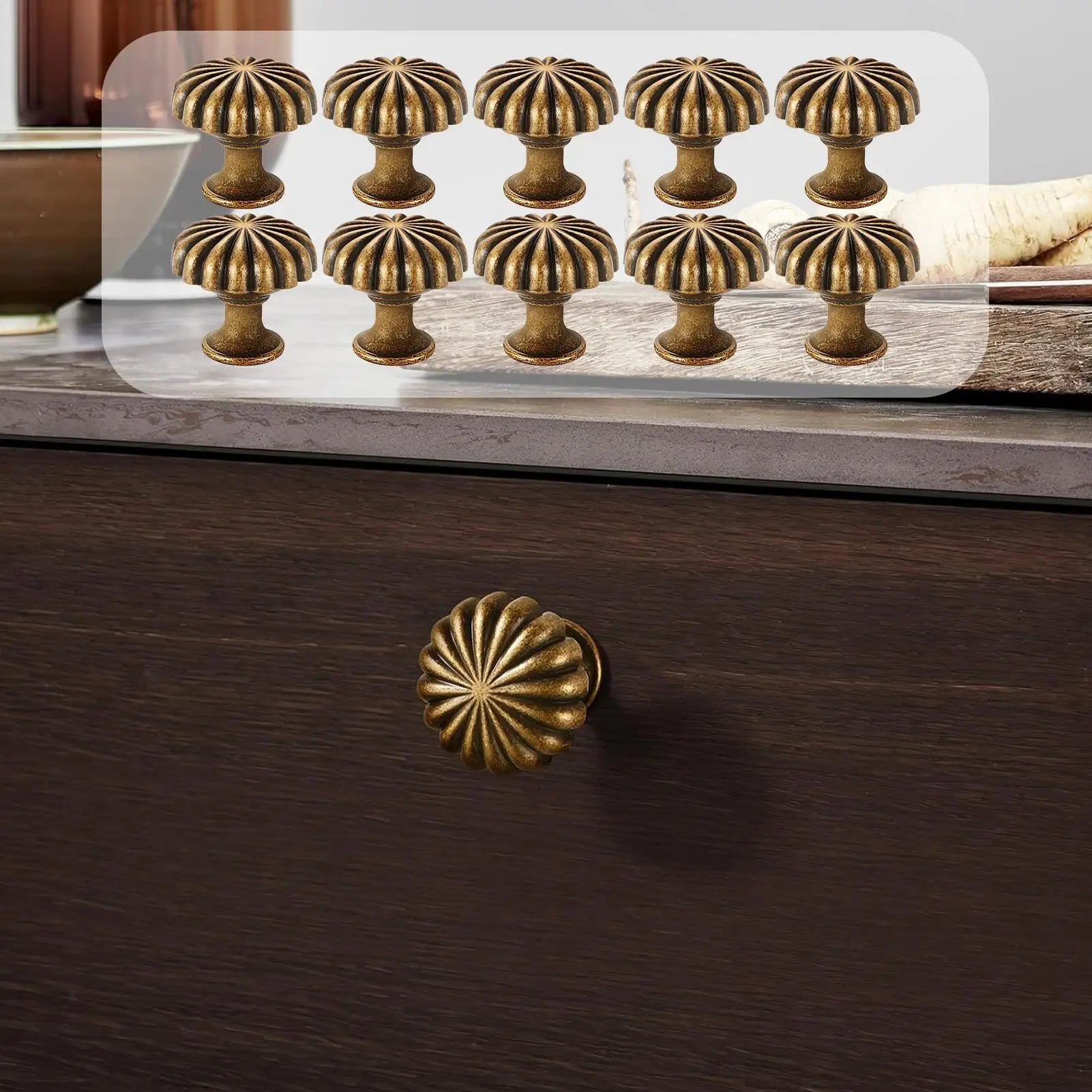 Cabinet Door Knobs 10 Pumpkin Pull Zinc Alloy Antique Round Cupboard Qme