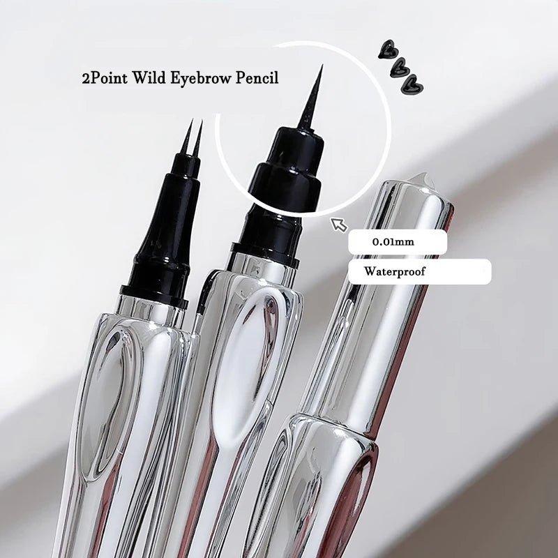 Ultra-fine 2 Point Silver Eyebrow Pen Liquid Wild Eyebrow Tattoo Waterproof 2 Fork Silkworm Brow Pen Easy To Grip Eye Makeup Qme