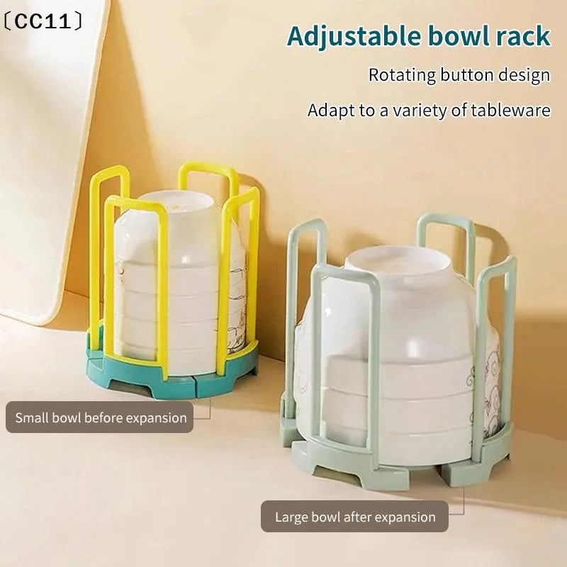 Retractable Desktop Bowl Holder Kitchen Organizer Plastic Drain Water Qme