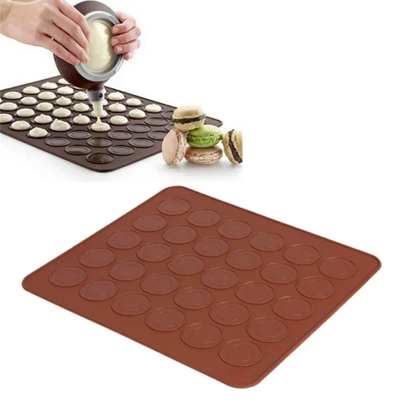 Silicone Holes Non-stick Macaron Macaroon Pastry Oven Baking Mould Qme