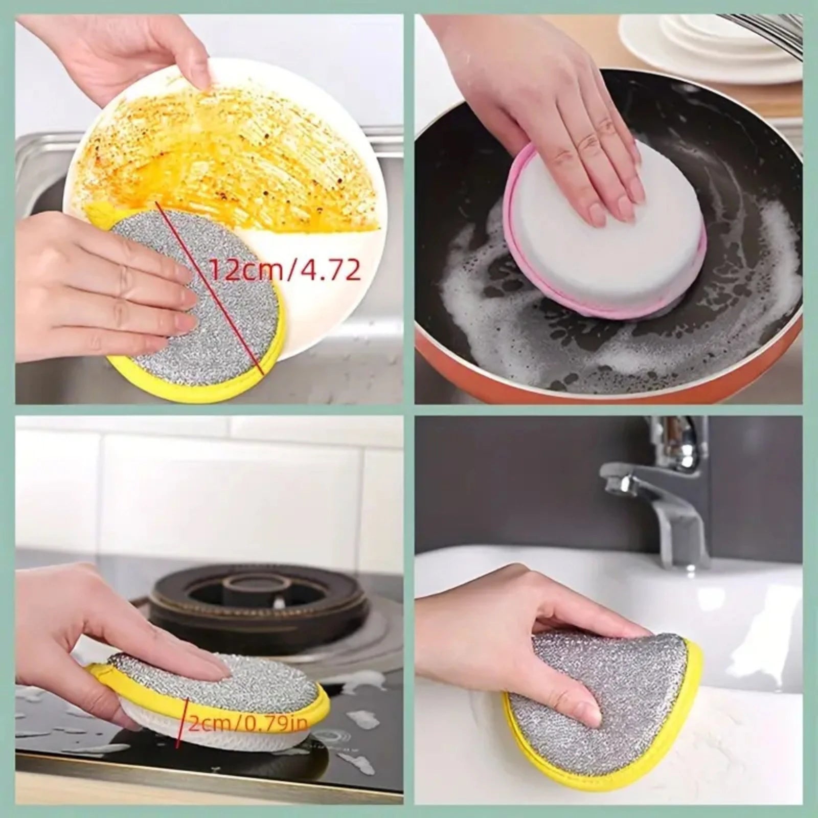 10PCS Kitchen Stain Removal Sponge Magic Wipes Clean Cotton Dishwashing Sponge Wipes Bathroom Cleaning Utensils Qme