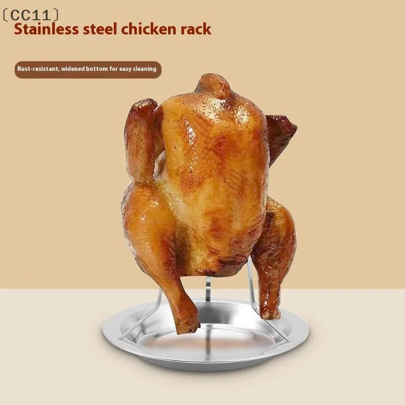 CC11Stainless Steel Chicken Roasting Stand Indoor Outdoor Cooking Qme