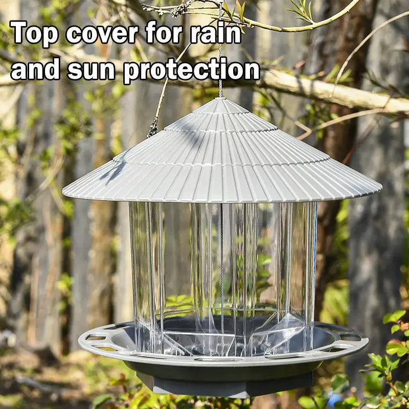 Waterproof Garden Gazebo Hanging Wild Bird Feeder Outdoor Container With Hang Rope Pet Birds Feeding House Type Bird Feeder Qme