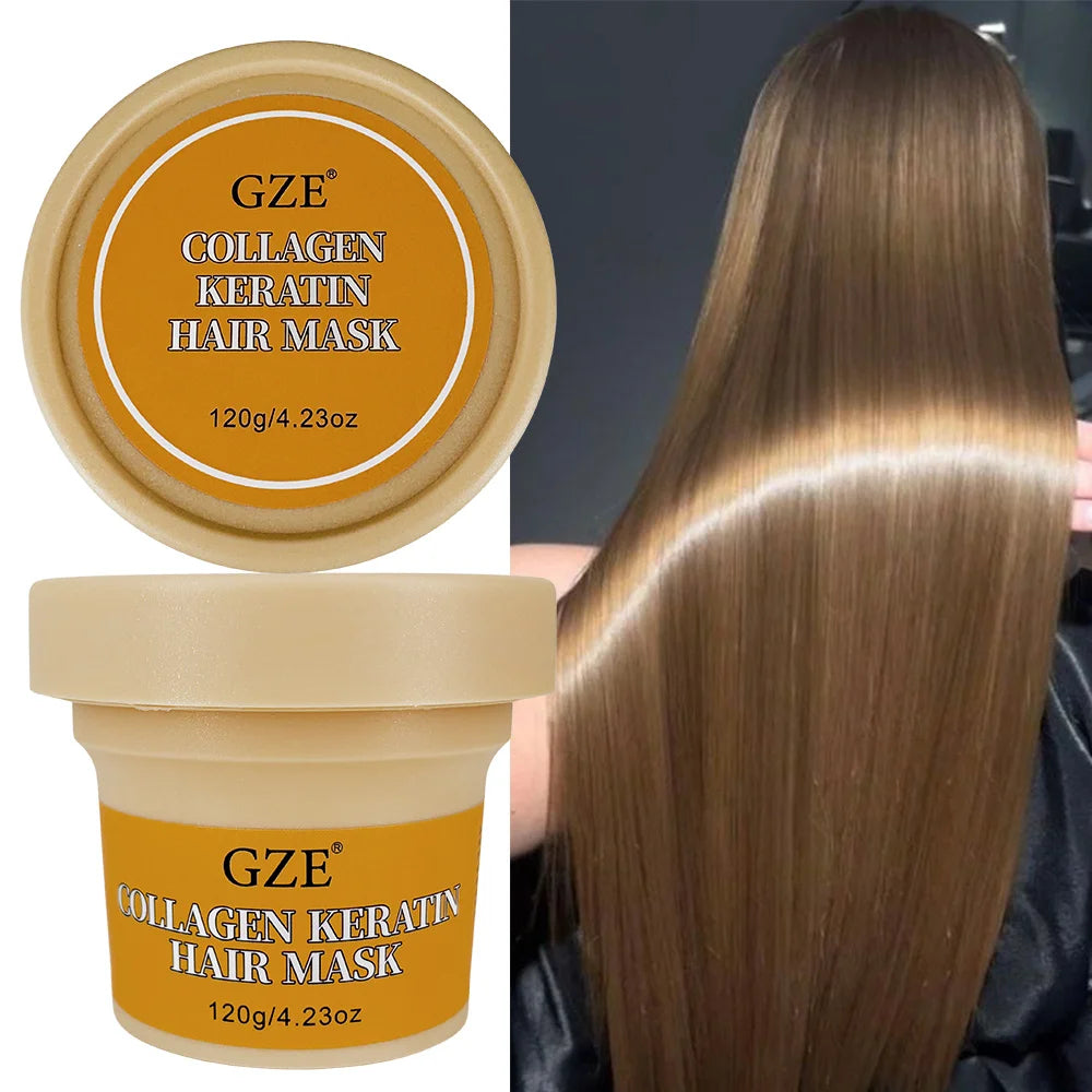 GZE Collagen Keratin Hair Mask Silkening Heat Protection Moisturizing Stay Fragrant Anti-Frizz Refreshing Essence Gentle Control Qme