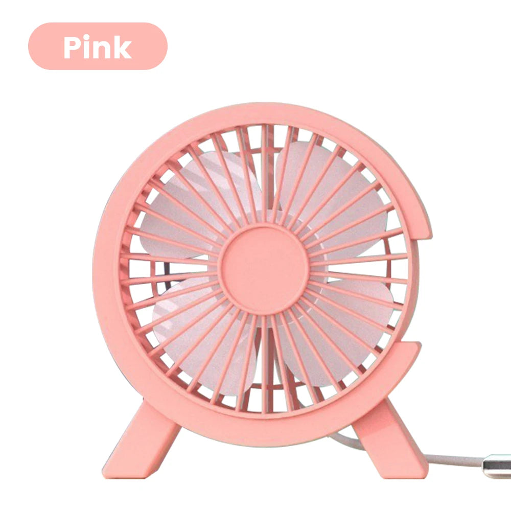 Mini USB Charging Fan Small Fan on The Desk Energy-saving Silent Desktop Personal Fan Portable Fan Household Qme pink