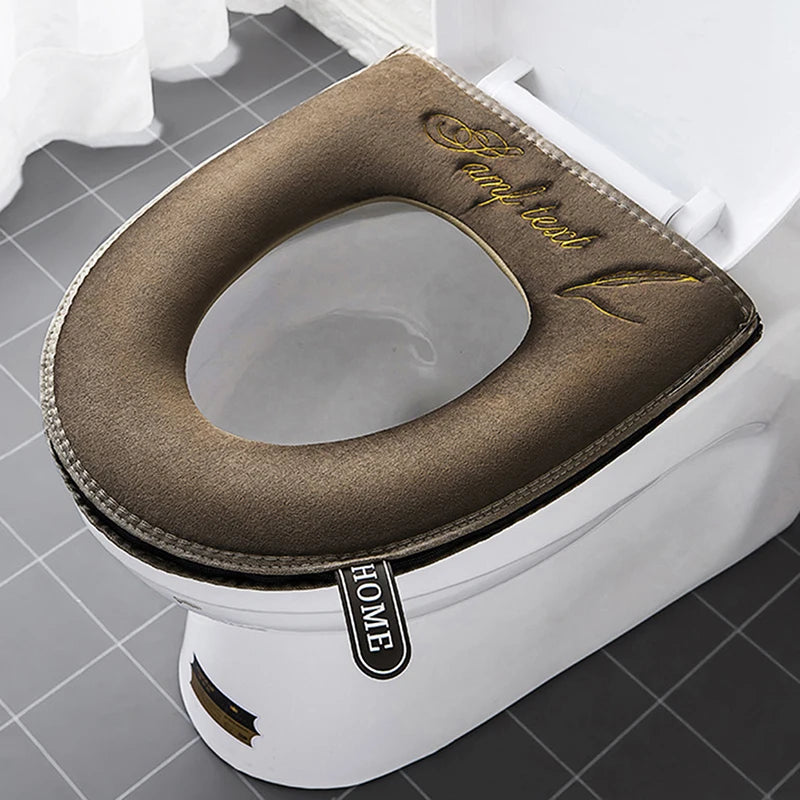 Universal Toilet Seat Cover Winter Warm Soft WC Mat Washable Removable Zipper Qme