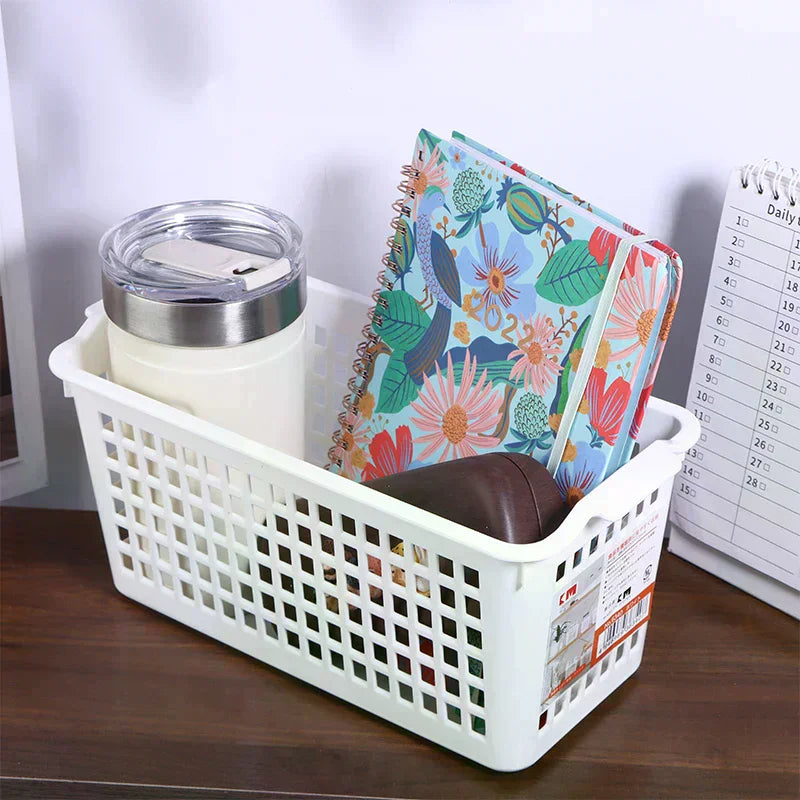 Plastic Storage Basket Snacks Storage Hollow Rectangular Ins Storage Box Basket Sorting Sundries For The Bathroom Kitchen Qme
