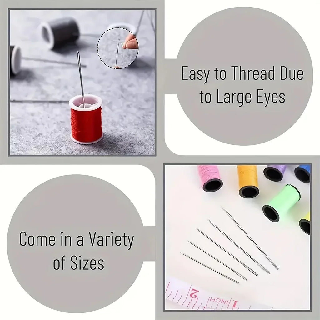 Large eye sewing needle, The large needle hole makes it easy to thread, suitable for fine embroidery and cross-stitch. Qme