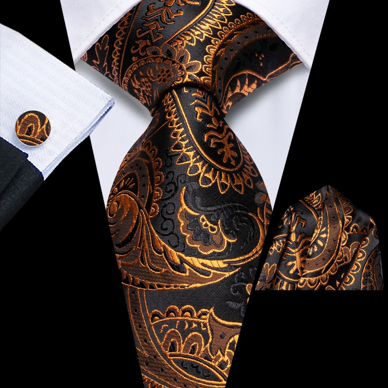 Hi-tie Mens Tie Extra Long Paisley Silk Wedding Men Fashion Design Qme N-3585