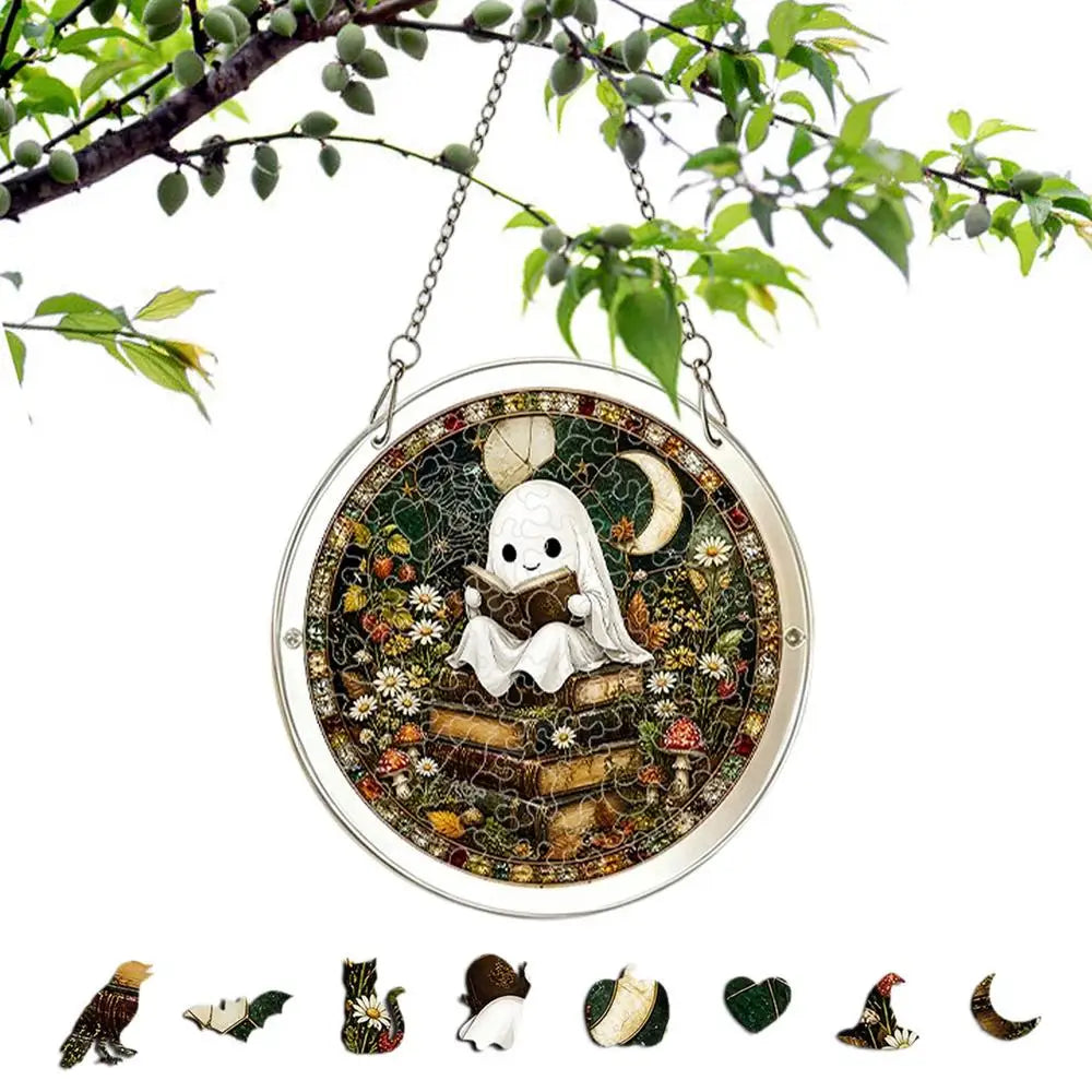 Puzzle Sun Catcher Kit Halloween 2D Ghost Home Decor Hangable Window Decor For Women Men Craft Lovers Homeowners Home Apartment Qme 2 China Mainland