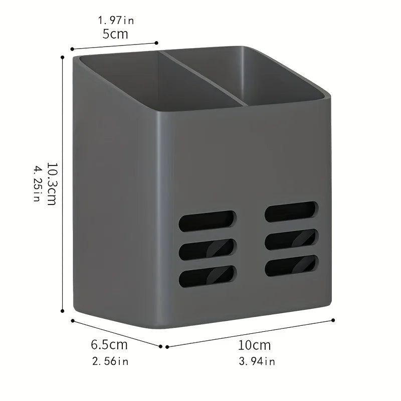 Wall-Mounted Plastic Organizer with Compartments for Pens, Makeup Brushes, Stationery, and Tools - Home Office Storage Solution Qme