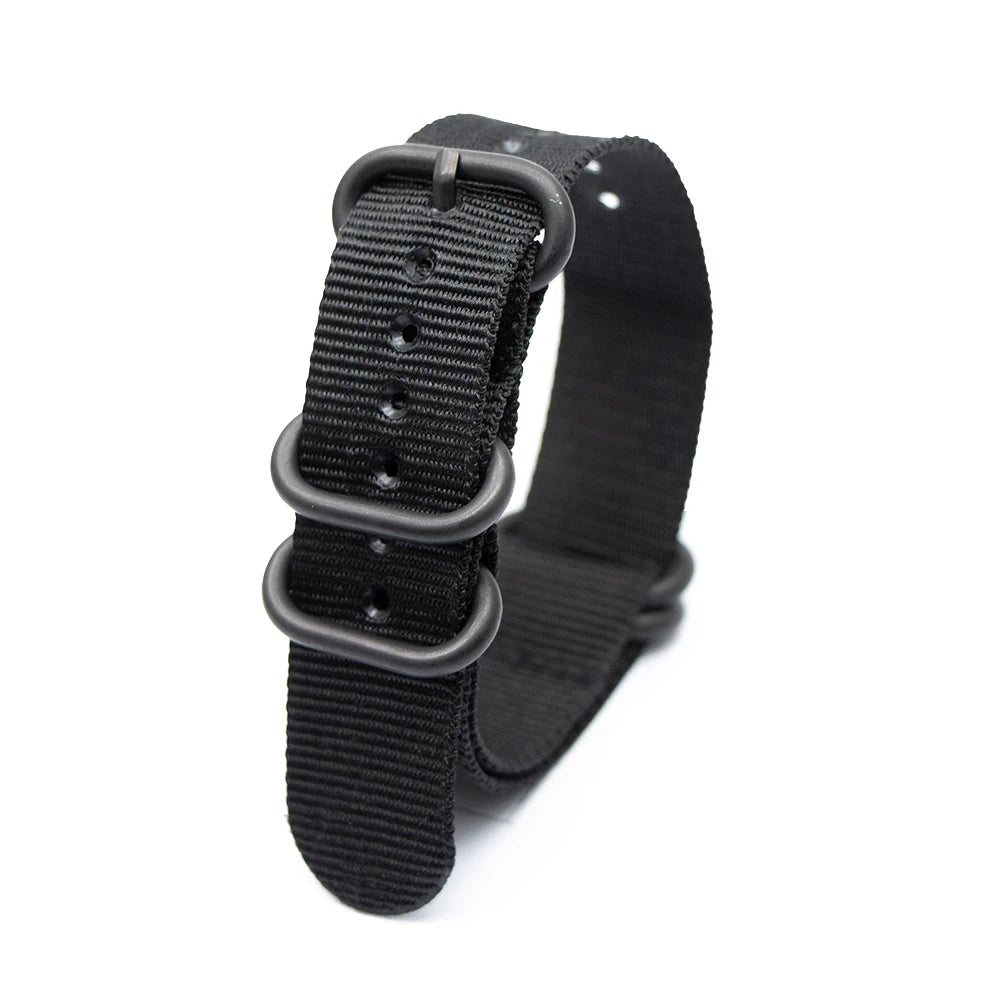 Army Sports Nylon Watch Band 18MM-24MM Black Ring Buckle Wristband Accessories for Samsung Huawei Watches Qme