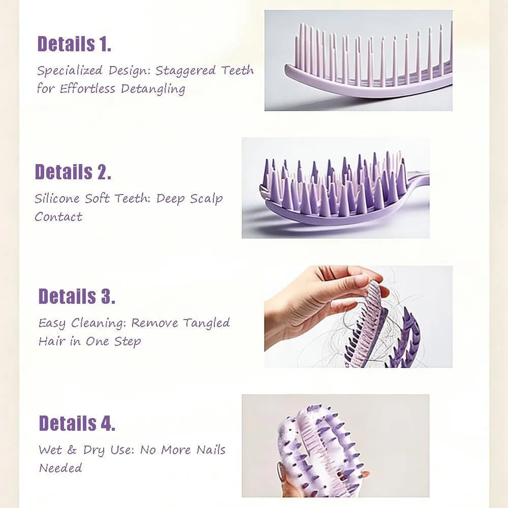 1 Scalp Massager Shampoo Brush Detachable Hair Exfoliator Wet Dry Qme