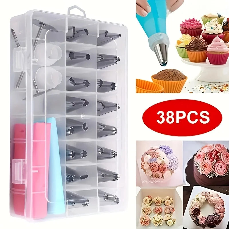 Stainless Steel Icing Tips Storage Box Including 32 2 Converters Qme MULTI