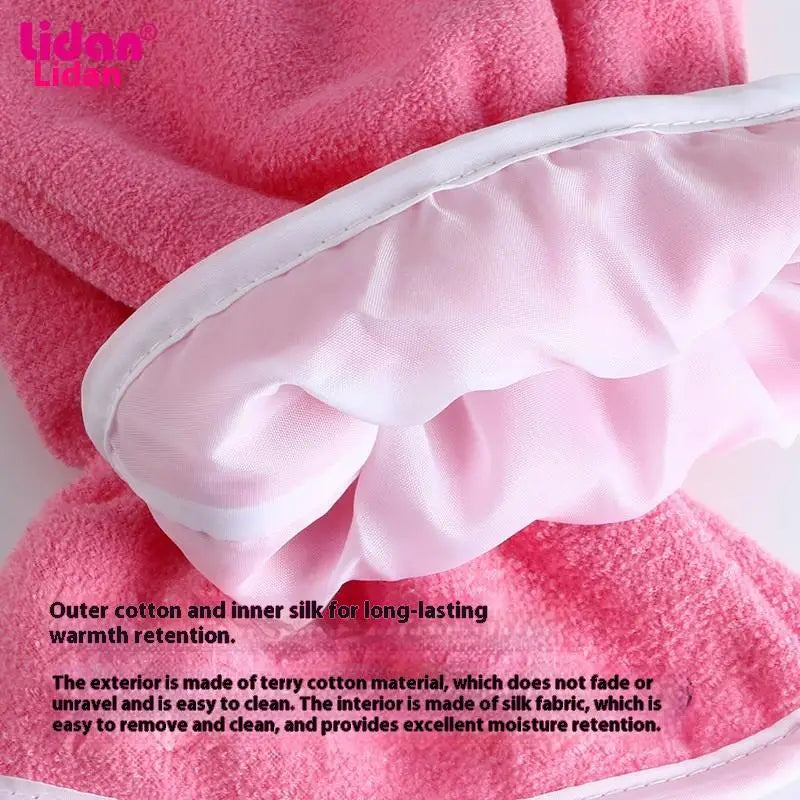 1 Pair Women's Insulation Care Gloves Flannel Elastic Opening Nail Qme