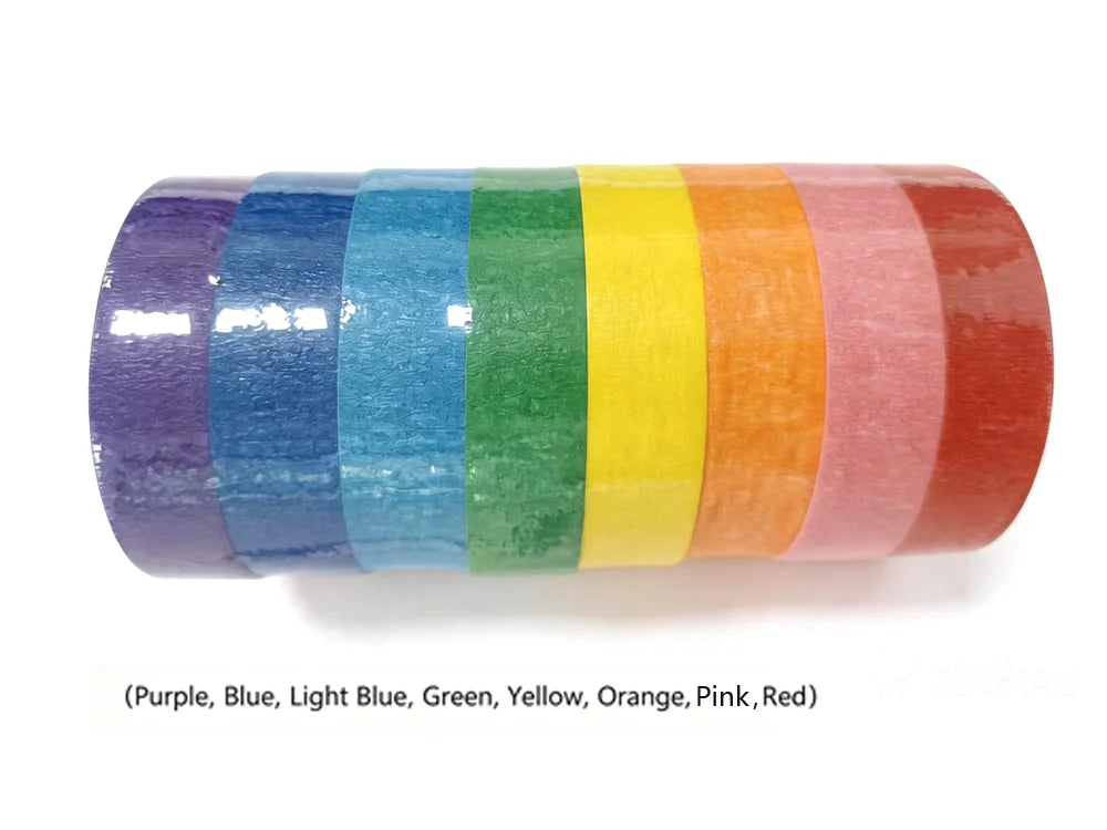 8 Rolls of colored Tape Set Solid Color Cute And Easy To Tear Paper Rainbow Tape DIY Decoration Decorate Notebook Cover Qme 8 Rolls of colored 15mmx13M