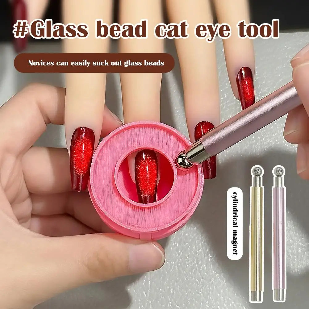 Double Head Cylindrical Nail Magnet Stick Cat Eye Auxiliary Device Quick Suction Cat Eye Nail Magnet Manicure Tool For Nail Art Qme