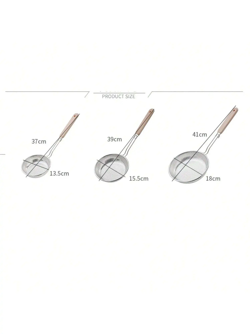 Stainless Steel Colander Wooden Handle Fine Mesh Skimmer Spoon Qme
