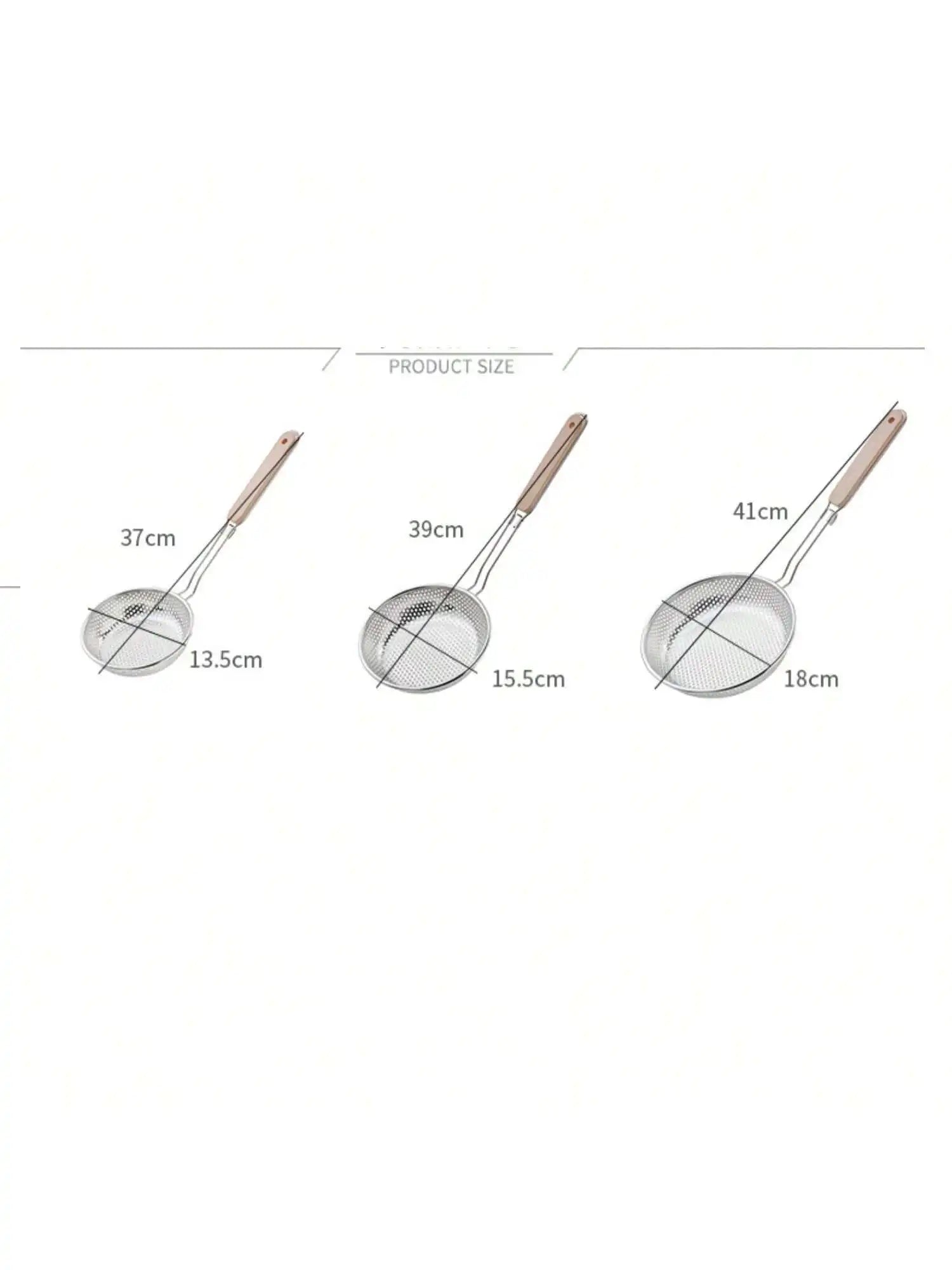 Stainless Steel Colander Wooden Handle Fine Mesh Skimmer Spoon Qme