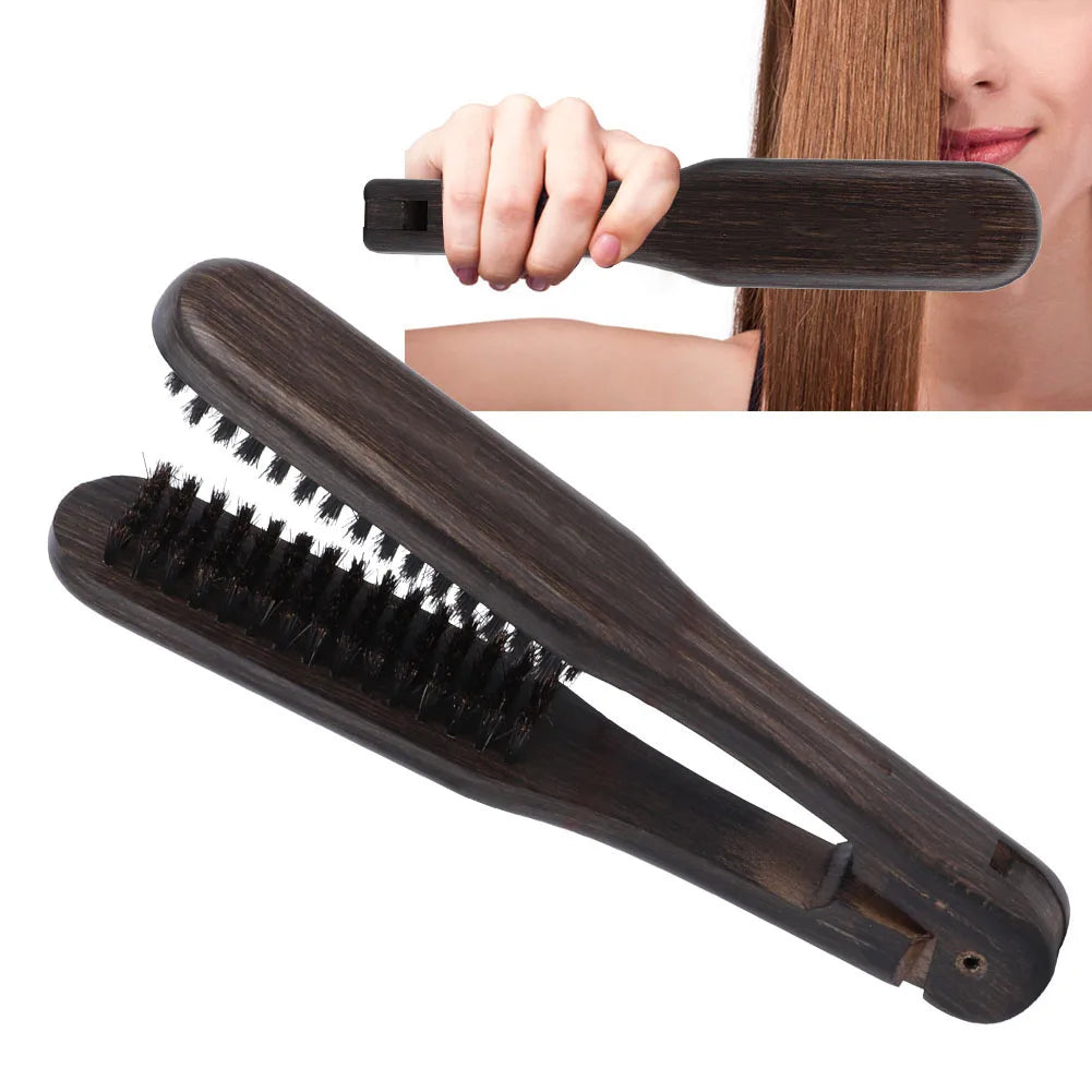Double Brushes Comb Hairdressing Comb Professional Hairdressing Comb Double Brushes Wooden Anti static Hair Straightener Tool Qme
