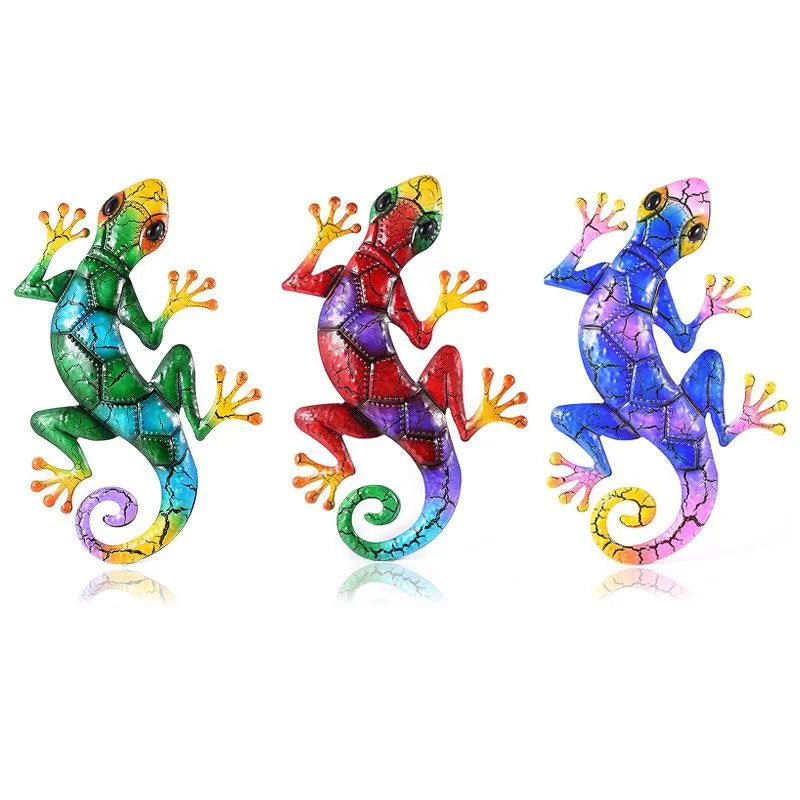 Metal Gecko Yard Garden Decoration for Outdoor Statues Home-garden Wall Decor Miniature Accessories Sculpture Lizard Ornaments Qme