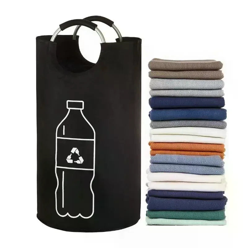 82L Empty Bottle Storage Basket Folding Kitchen Wastewater Bottle Collector Bag With Aluminum Handle Large Capacity Bin Qme
