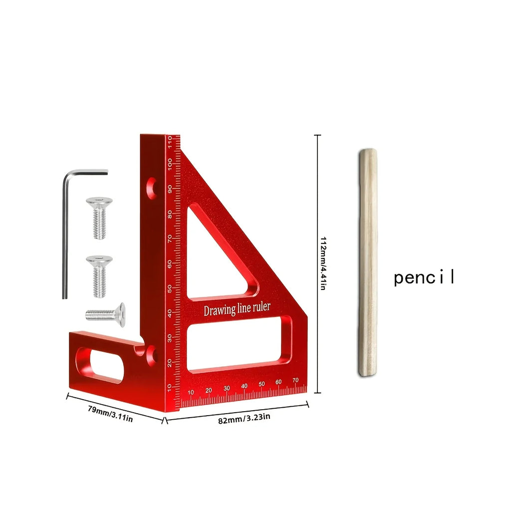 Aluminum Alloy Triangle Scribing Ruler 45/90 Degree Woodworking Layout Measuring Tool Precise Marking Square Drawing Line Ruler Qme