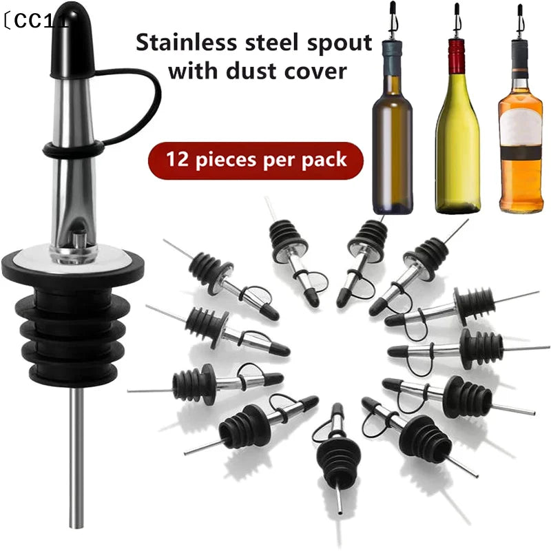 3 6 Stainless Steel Liquor Oil Wine Bottle Pourer Leak-proof Sealed Qme