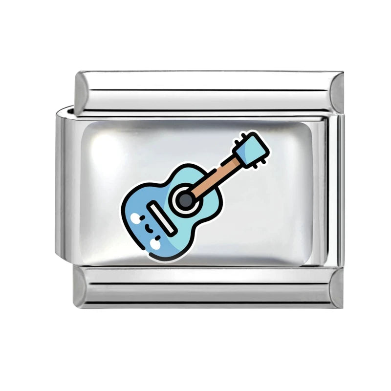 2026 Y2K Rainbow Heart Earth Blue Series Pattern Italian Charm Links