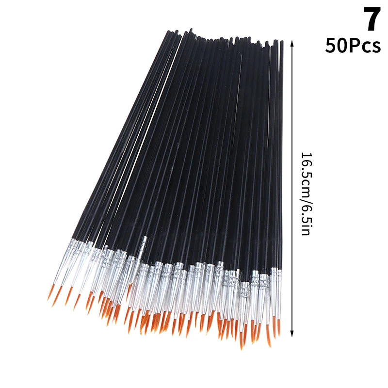 Painting Brushes Art Round Flat Hair Nylon Paint Brush Oil Acrylic Qme 7