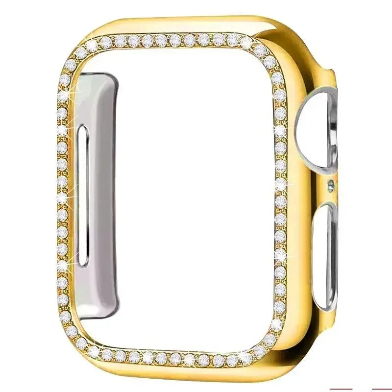 Diamond Case For Apple Watch Cover 9 8 7 41mm 45mm 44mm 40mm Bling Bumper Protector Shell For iWatch Series 8 3 4 5 6 SE Qme Gold A Ultra 1 2 49mm