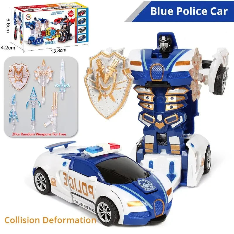 2 in 1 One-key Collision Deformation Car Toys Automatic Transformation Robot Plastic Vehicles Boys Toy Model Car Kids Baby Gift Qme