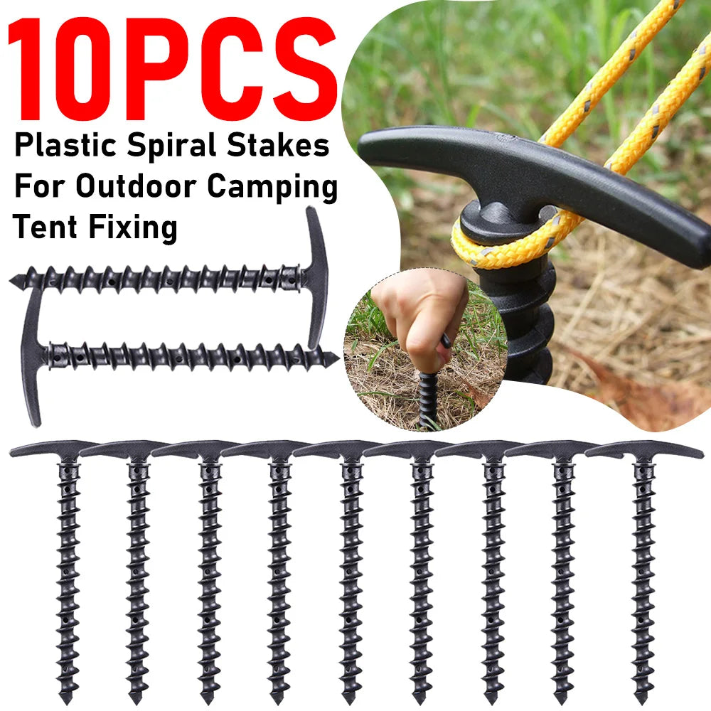 10pcs/pack Outdoor Tent Ground Nails Set Stakes Pegging Ground Nails Peg Screw Anchor Windproof For Outdoor Camper Accessories Qme
