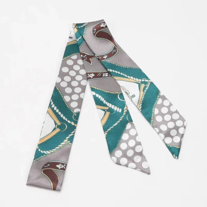 Skinny Scarf Hair Small Women Simple Handle Ribbon Fashion Printing