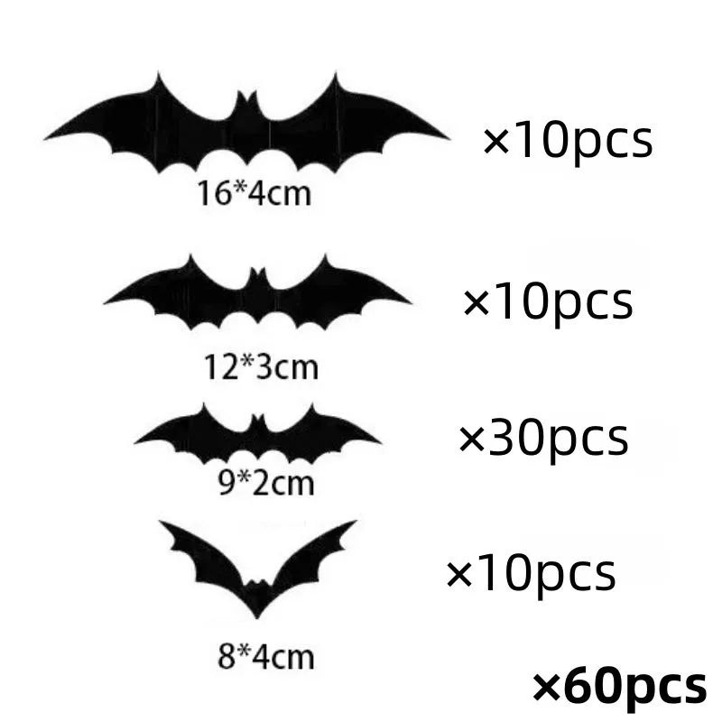 Halloween Black Bat Wall Stickers Party Decor Decals Holiday Scene Qme B Medium