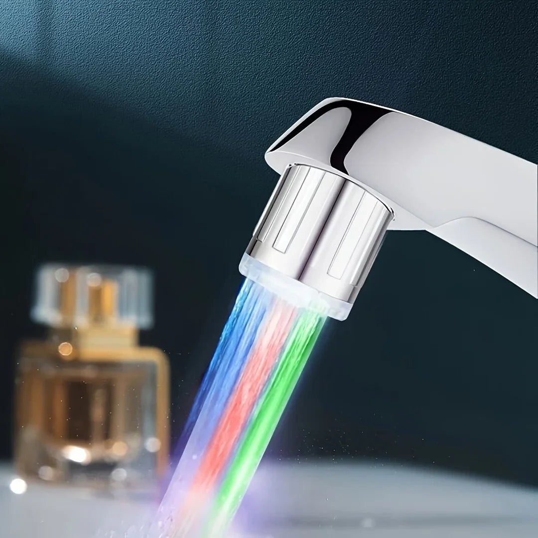 1pc LED Faucet Aerator with 7 Color Temperature Control, Hot & Cold Glow Nozzle, Water-Powered Lighting Accessory Qme