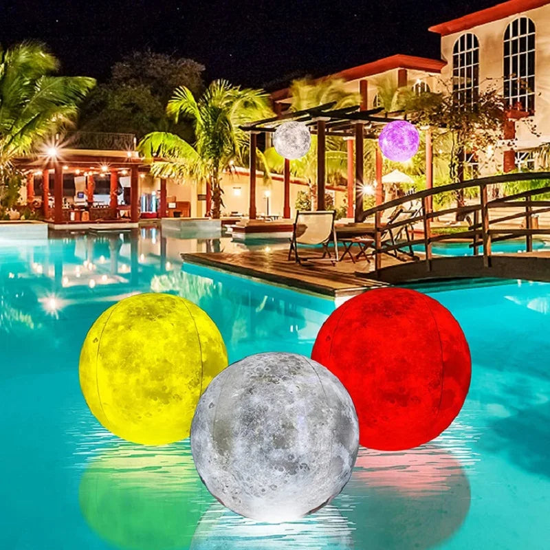 PVC40cm moon filled led16 color remote control light ball outdoor swimming pool layout inflatable floating ball beach ball Qme