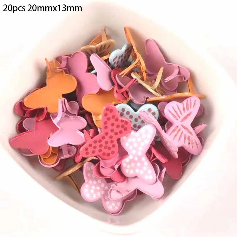 20pcs Mixed Color Butterfly Shape Brads For DIY Metal Crafts Embellishments For Scrapbooking Accessories Decor 20x13mm c2577 Qme