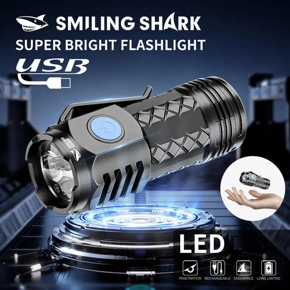 Type-C Rechargeable Waterproof Flashlight Adjustable Brightness Flash Light Super Bright Flashlight Powerful Handheld Flashlight Qme