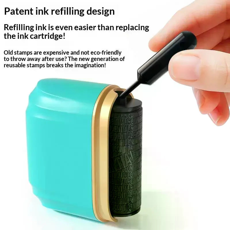 Rolling Type Stamping Garbled Characters Privacy Seal Express Delivery Anti Leakage Info Coverage With 3 Capsule Printing Ink Qme