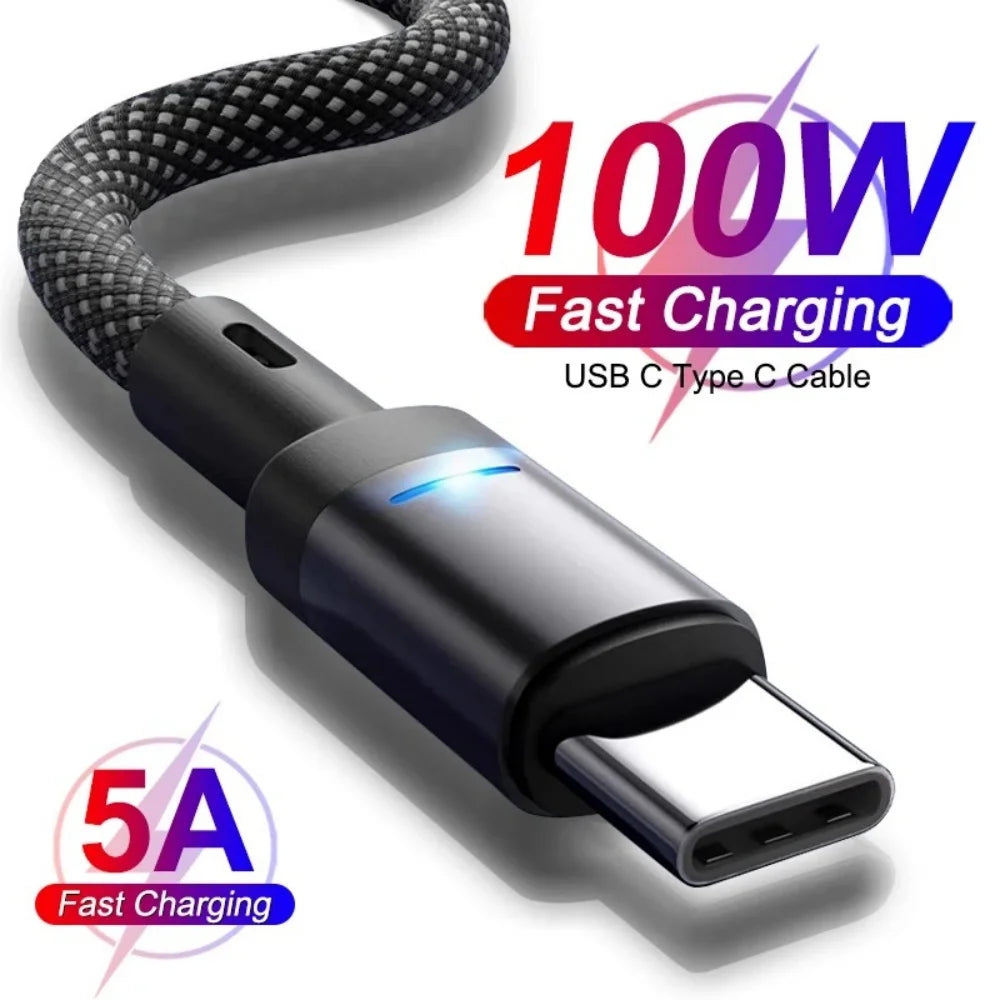 Smart Power Charge Data Wire 100W USB To Type C Fast Charging Cable For Samsung Xiaomi Huawei iPhone Travel Wall Data Cable Cord Qme