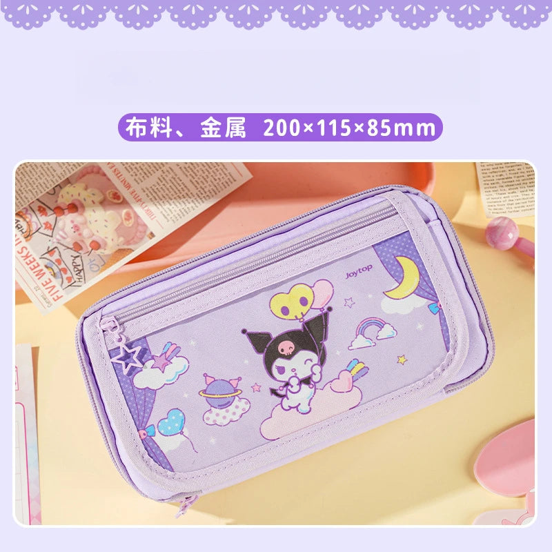 Hello Kitty Kuromi Multi-Layer Large-Capacity Pencil Case Stylish and Multifunctional Magnetic Clasp Pencil Case for Students Qme 1