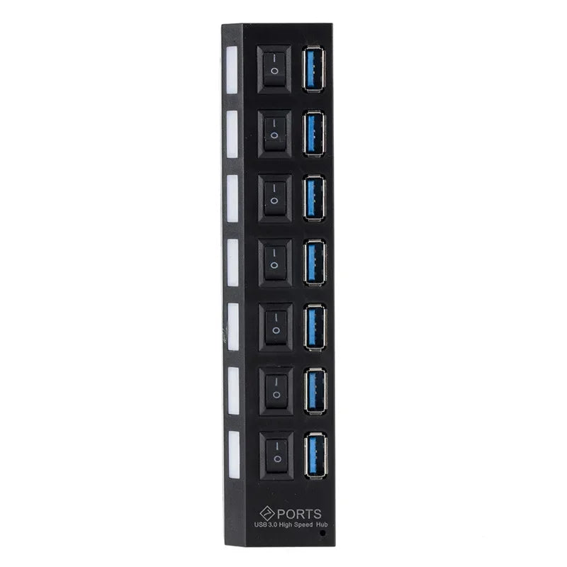 1pcs7-Port USB 3.0 Hub - High-Speed Data Transfer, Expand Ports Effortlessly, Plug & Play for Computers & Devices Qme